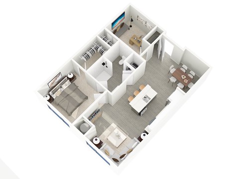 Floor plan for 1 bed, 1 bath, 774 sqft